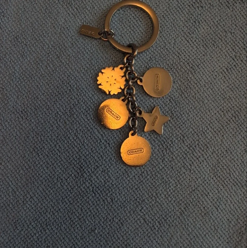Coach Snowflake & Heart Bag Charm Key Chain